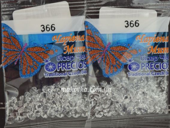 Preciosa декоративний чеський бісер twin фасування 5 грам колір 366 прозорий, білий