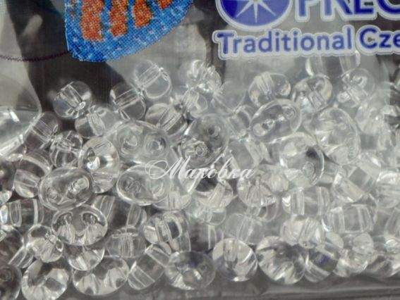 Бісер 5 гр Preciosa 366, ТВІН прозорий білий