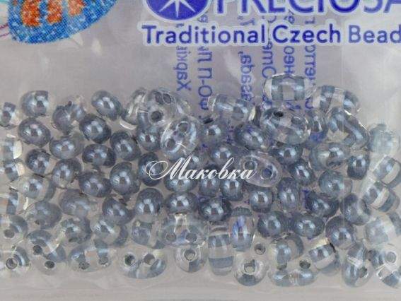 Бісер 5 гр Preciosa 373, ТВІН прозорий забарвлений зсередини сірий