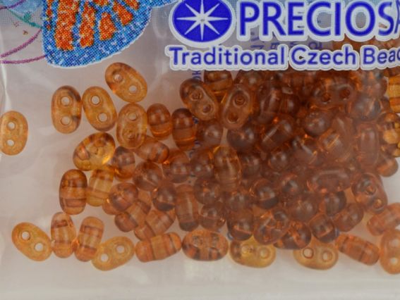 Бисер 5 гр Preciosa 380, ТВИН прозрачный светло-коричневый