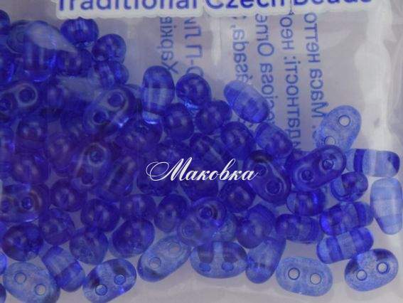 Бисер 5 гр Preciosa 384, ТВИН прозрачный синий