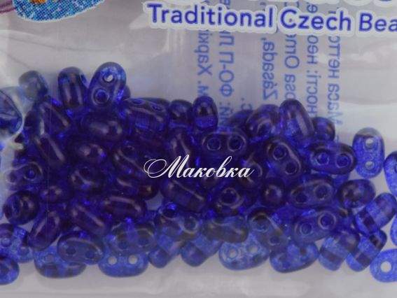 Бисер 5 гр Preciosa 385, ТВИН прозрачный синий