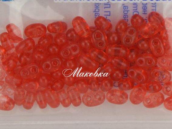Бисер 5 гр Preciosa 396, ТВИН прозрачный красный