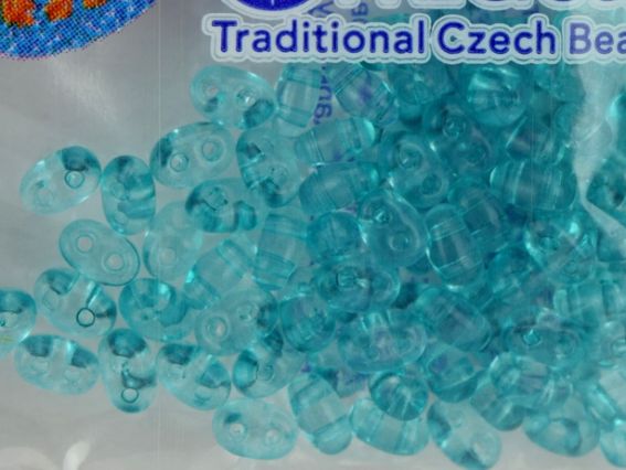 Бисер 5 гр Preciosa 407, ТВИН прозрачный сине-зеленый