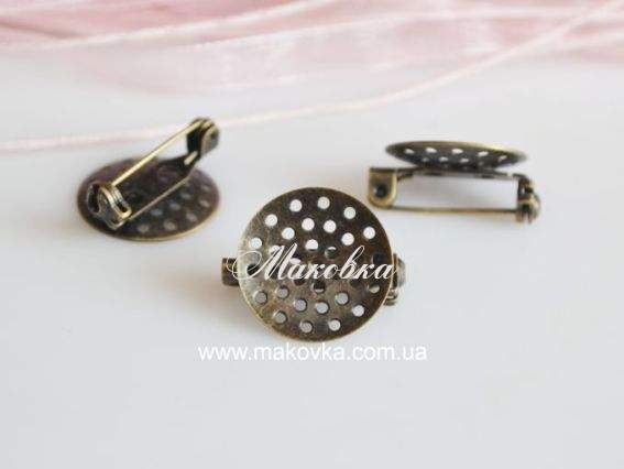 Заготовка для броши с ситом 17,7 мм, 1 шт, античная бронза Заготовка для броши с ситом 17,7 мм, 1 шт, античная бронза