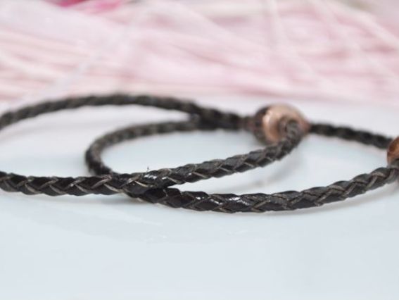 Браслет для Pandora, кожаный плетенный, 20 см, коричневый Браслет для Pandora, кожаный плетенный, 20 см, коричневый