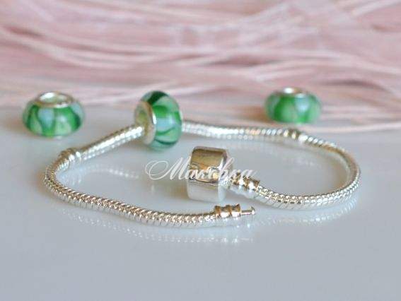 Браслет Змейка-2 для Pandora, 19-19.5 см, цвет под серебро