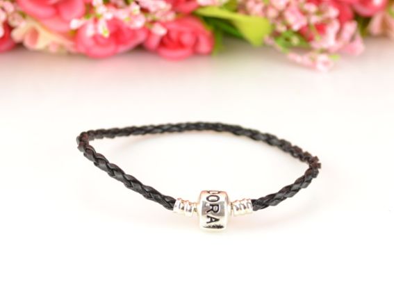 Браслет для намистин Пандора-стилю, плетений, 19,5 см, чорний