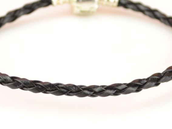 Браслет для бусин Пандора-стиля, плетенный, 19,5 см, черный