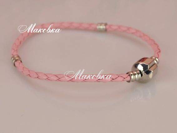 Браслет для намистин Пандора-стилю, плетений, 19 см, рожевий Браслет для намистин Пандора-стилю, плетений, 19 см, рожевий