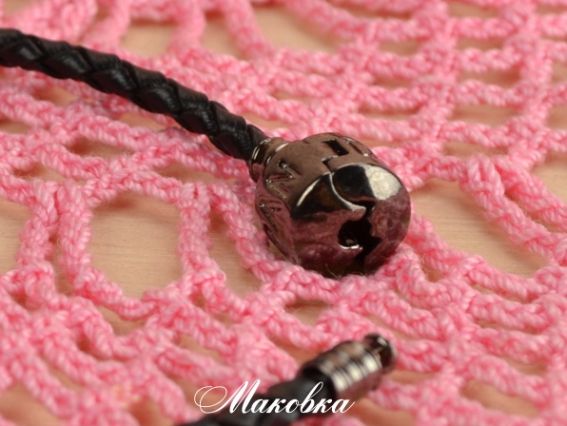 Браслет для намистин Пандора-стилю, шкіра, плетений, чорний + чорний