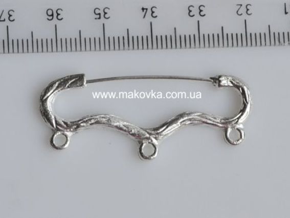 Шпилька для підвісок, 3 кільця, під срібло