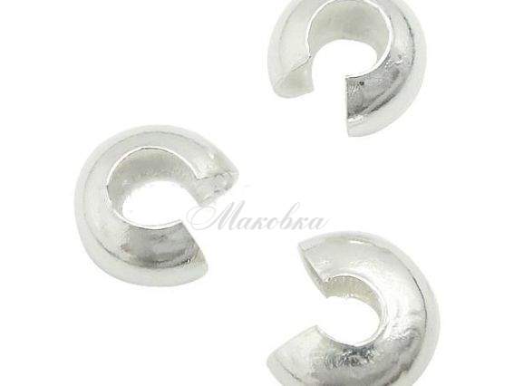 Зажим круглый 3,5х4х2 мм, под серебро, 3 гр Зажим круглый 3,5х4х2 мм, под серебро, 3 гр