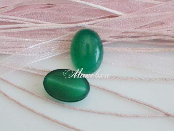 Кабошон из натурального Агата, овал, зеленый, 13х18 мм Кабошон из натурального Агата, овал, зеленый, 13х18 мм
