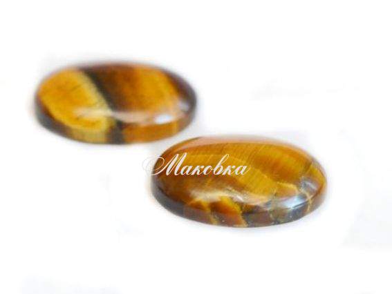 Кабошон из натурального камня Тигровый глаз, овал, 13х18 мм
