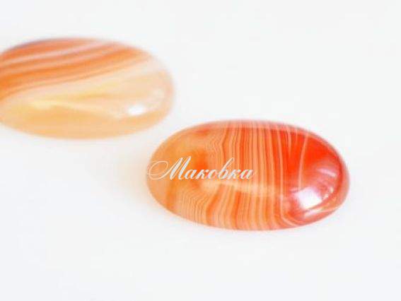 Кабошон из натурального Агата, овал, красный кружевной, 15х20 мм