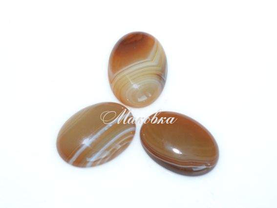 Кабошон из натурального Агата, овал 18х25 мм, кружевной кофейный №1