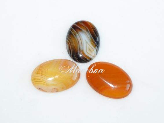 Кабошон из натурального Агата, овал 18х25 мм, кружевной кофейный №2