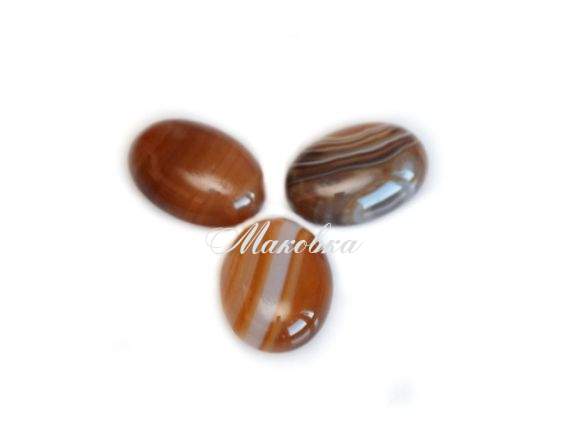 Кабошон из натурального Агата, овал 13х18 мм, кружевной кофейный №1