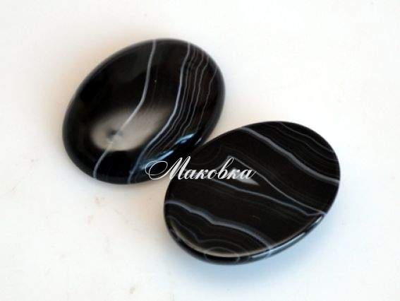 Кабошон из натурального Агата, овал 22х30 мм, кружевной черный Кабошон из натурального Агата, овал 22х30 мм, кружевной черный