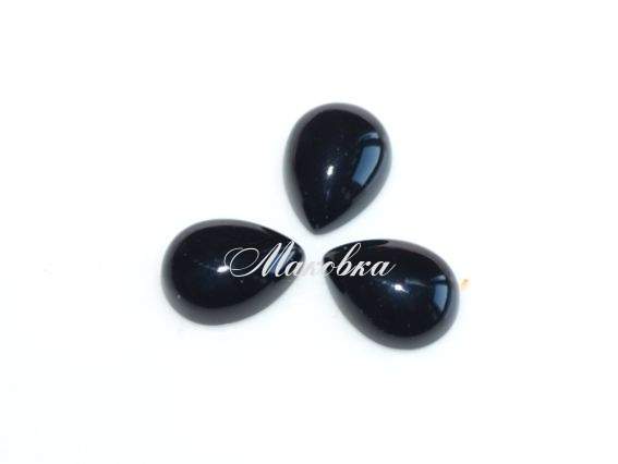 Кабошон из натурального Агата, Капля 12х16 мм, черный Кабошон из натурального Агата, Капля 12х16 мм, черный