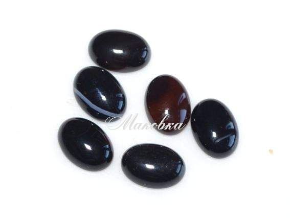 Кабошон из натурального Агата, овал 10х14 мм, черный Кабошон из натурального Агата, овал 10х14 мм, черный