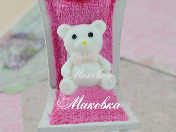 Кабошон Мишка 20х25 мм, белый, 1 шт Кабошон Мишка 20х25 мм, белый, 1 шт