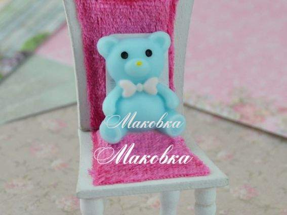 Кабошон Мишка 20х25 мм, голубой, 1 шт Кабошон Мишка 20х25 мм, голубой, 1 шт