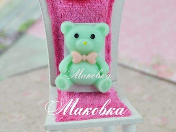 Кабошон Мишка 20х25 мм, салатовый, 1 шт Кабошон Мишка 20х25 мм, салатовый, 1 шт