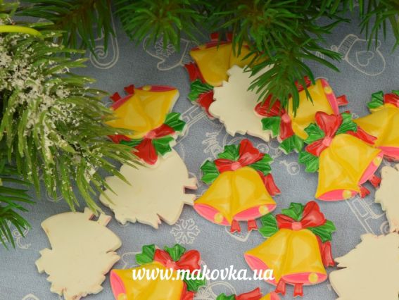 Кабошон КОЛОКОЛЬЧИКИ Рождественские 30х28 мм 1 шт Кабошон КОЛОКОЛЬЧИКИ Рождественские 30х28 мм 1 шт