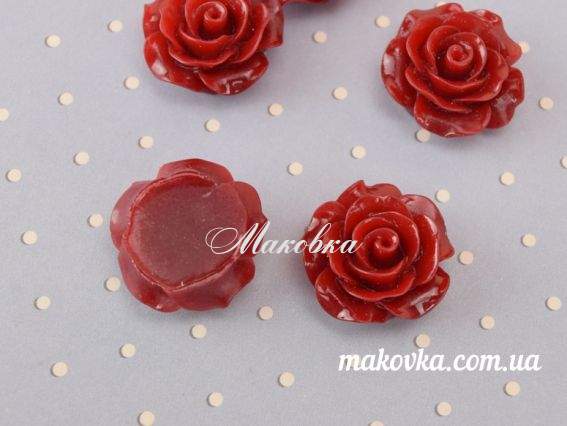 Кабошон Роза, акрил, 20 мм, БОРДО, 1 шт