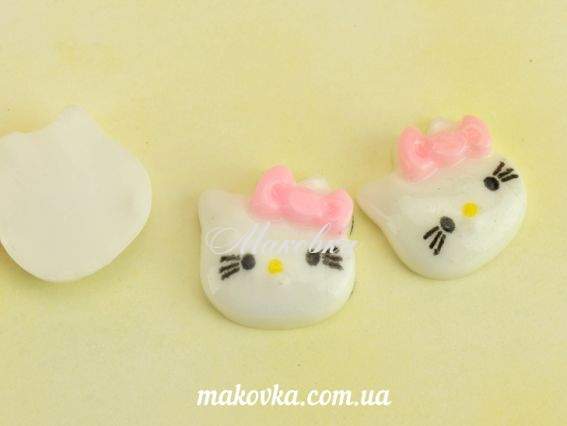 Кабошон Китти голова 16х14мм, акрил , белый 1 шт Кабошон Китти голова 16х14мм, акрил , белый 1 шт