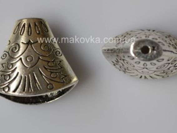 Ковпачок для прикрас Трапеція Салют, 1 шт, колір античне срібло