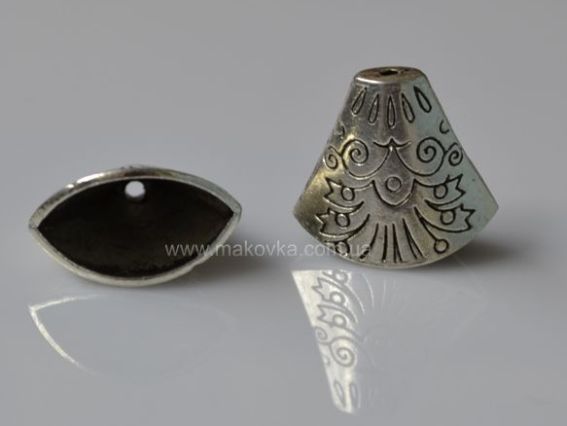 Ковпачок для прикрас Трапеція Салют, 1 шт, колір античне срібло