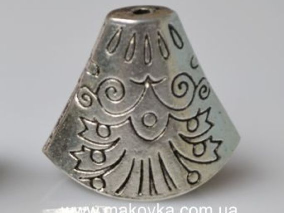 Колпачок бижутерный №8 Трапеция Салют, античное серебро, 50 шт Колпачок бижутерный №8 Трапеция Салют, античное серебро, 50 шт