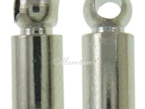 Колпачок бижутерный №31 С колечком гладкий, 8х3 мм, платина, 1 шт