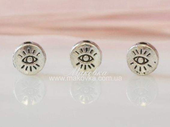 Металлическая бусина №12 С Глазом, 6 мм, 50 шт/уп, античное серебро Металлическая бусина №12 С Глазом, 6 мм, 50 шт/уп, античное серебро