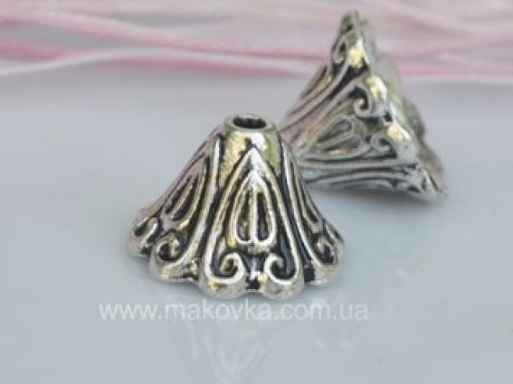 Колпачок бижутерный №11 Конус 16х10 мм, античное серебро, 1 шт Колпачок бижутерный №11 Конус 16х10 мм, античное серебро, 1 шт