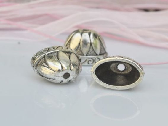 Ковпачок для створення прикрас Овал 20х14 мм, колір античне срібло, 1 шт