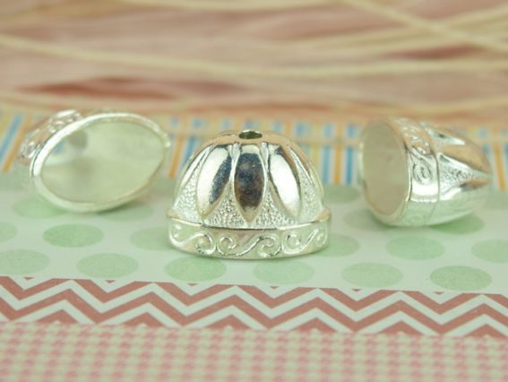 Колпачок бижутерный №12 Овал 20х14 мм, серебро, 1 шт