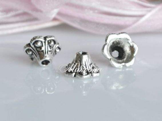 Колпачок бижутерный №13 Колокольчик маленький 9х6 мм, античное серебро, 50 шт Колпачок бижутерный №13 Колокольчик маленький 9х6 мм, античное серебро, 50 шт