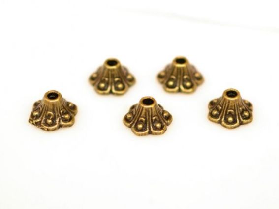 Біжутерний Ковпачок, шапочка №13 Дзвіночок маленький 9х6 мм, колір антична бронза, 1 шт
