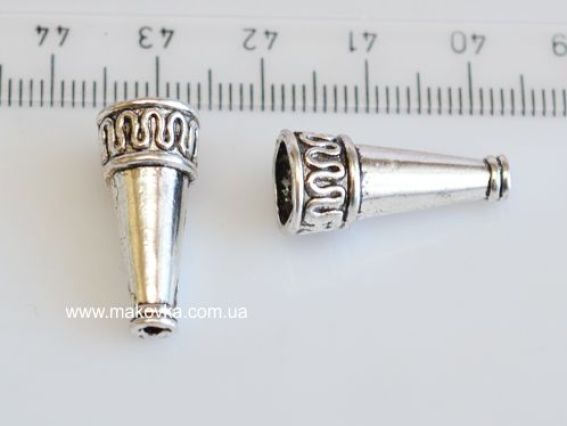 Біжутерний ковпачок металевий №20 Єгипет 22х10 мм, античне срібло, 1 шт