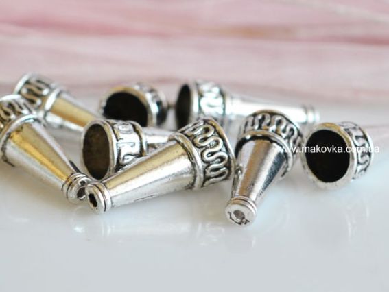 Біжутерний ковпачок металевий №20 Єгипет 22х10 мм, античне срібло, 1 шт