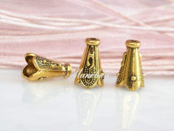 Ковпачок біжутерний №27 Тюльпан 12,5х7,5 мм, античне золото, 1 шт Ковпачок біжутерний №27 Тюльпан 12,5х7,5 мм, античне золото, 1 шт