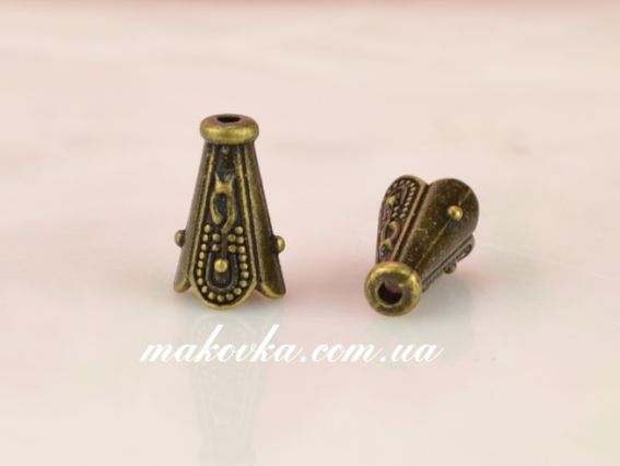 Колпачок бижутерный №27 Тюльпан 12,5х7,5 мм, античная бронза, 50 шт Колпачок бижутерный №27 Тюльпан 12,5х7,5 мм, античная бронза, 50 шт