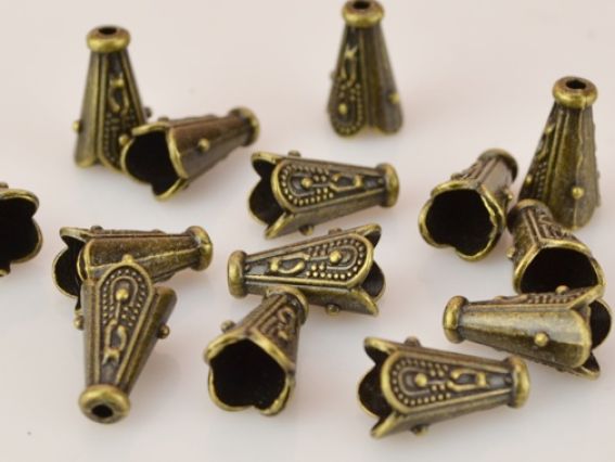 Колпачок бижутерный №27 Тюльпан 12,5х7,5 мм, античная бронза, 50 шт