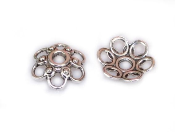 Колпачок бижутерный №30 Цветок 6 лепестков, 14 мм, античное серебро, 1 шт Колпачок бижутерный №30 Цветок 6 лепестков, 14 мм, античное серебро, 1 шт