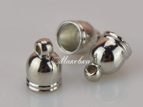 Колпачок бижутерный №35 С колечком гладкий, 10х7 мм, платина, 1 шт Колпачок бижутерный №35 С колечком гладкий, 10х7 мм, платина, 1 шт