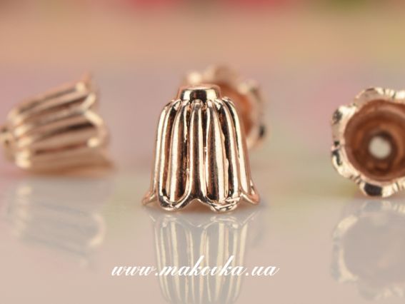 Колпачок бижутерный №36 Кампанула, 11х11 мм, РОЗОВОЕ ЗОЛОТО, 1 шт Колпачок бижутерный №36 Кампанула, 11х11 мм, РОЗОВОЕ ЗОЛОТО, 1 шт